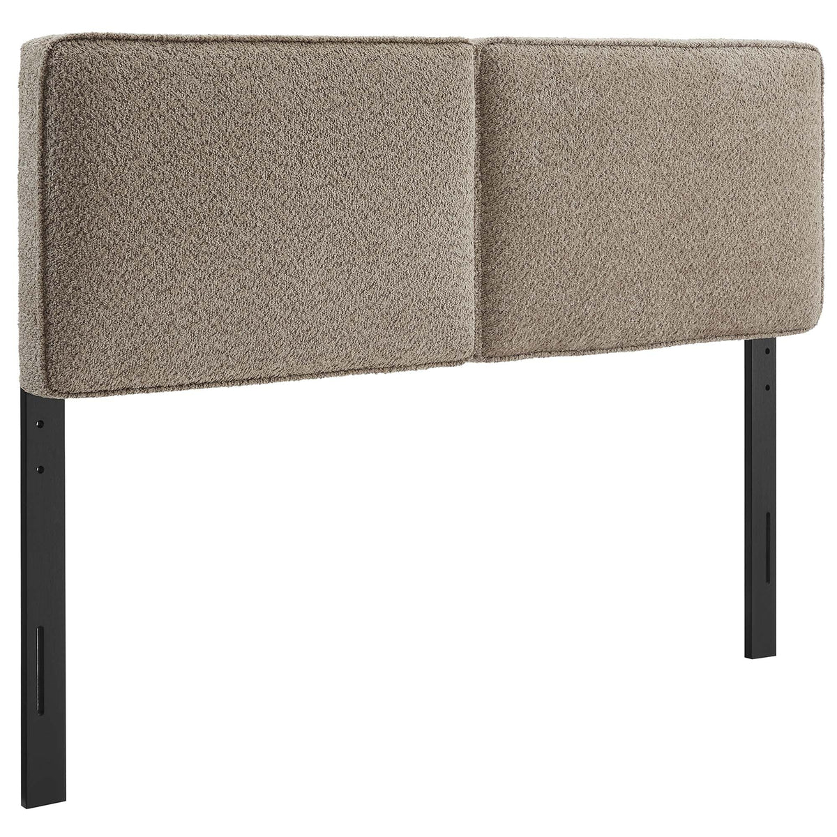 Lindee Boucle Fabric Headboard beige boucle with two-panel padding and black metal legs Modway on Tampa Home & Garden Store