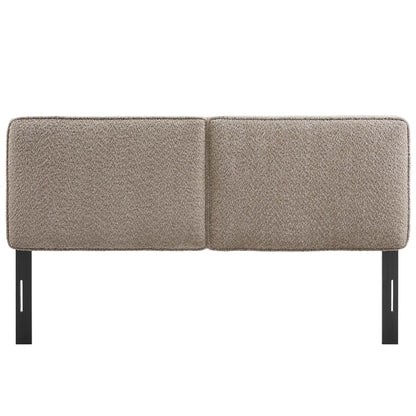 Lindee Boucle Headboard by Modway, taupe boucle fabric, twin-panel design with black metal legs on Tampa Home & Garden Store