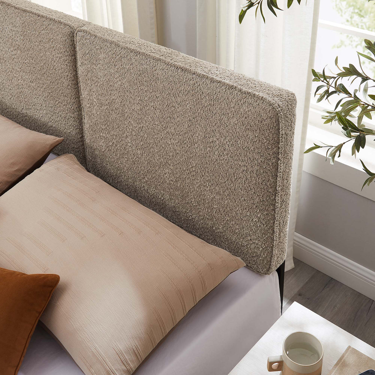 Lindee Boucle Fabric Headboard beige boucle upholstery by Modway on Tampa Home & Garden Store