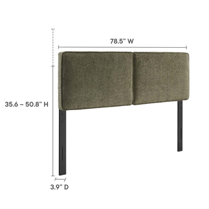 Lindee Boucle Fabric Headboard, olive boucle, two-panel upholstered design, 78.5 in wide on Tampa Home & Garden Store