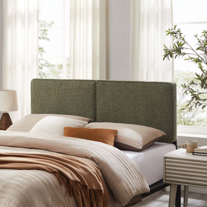 Lindee Boucle Fabric Headboard by Modway in dark green boucle fabric on Tampa Home & Garden Store