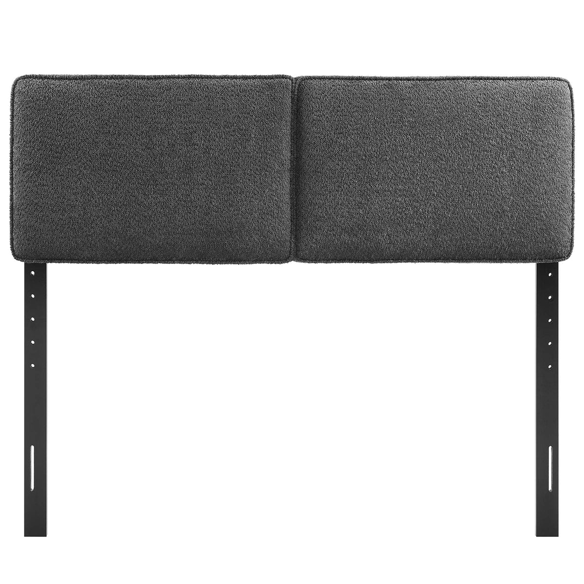 Lindee Boucle Fabric Headboard by HouseOfZazla charcoal gray boucle with black metal legs on Tampa Home & Garden Store
