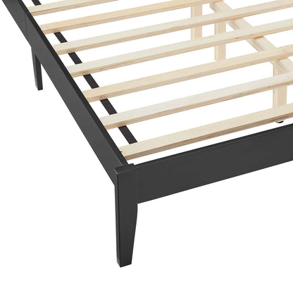 Sirocco Rattan and Wood Platform Bed by Modway black frame with natural wood slats on Tampa Home & Garden Store
