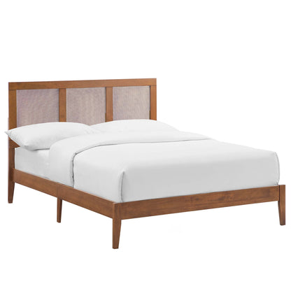 Sirocco Rattan and Wood Platform Bed by Modway with warm wood frame and woven headboard panels on Tampa Home & Garden Store