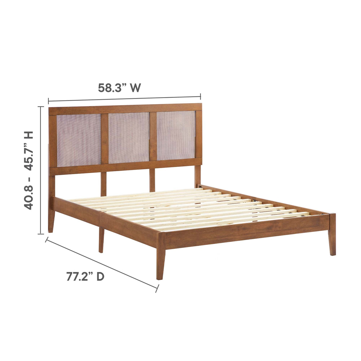Sirocco rattan and wood platform bed with woven cane headboard panels by HouseOfZazla on Tampa Home & Garden Store