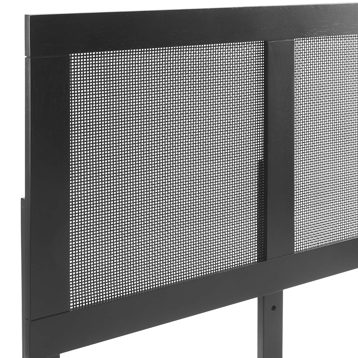 Sirocco Rattan and Wood Platform Bed by Modway headboard in black wood with rattan weave on Tampa Home & Garden Store
