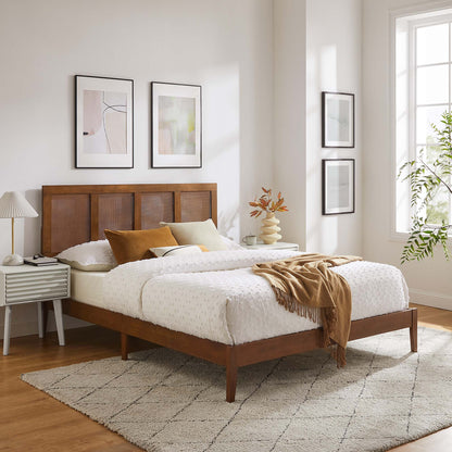 Sirocco rattan and wood platform bed by Modway with woven headboard panels on Tampa Home & Garden Store