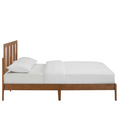 Sirocco rattan and wood platform bed with slatted headboard in warm wood finish by Modway on Tampa Home & Garden Store