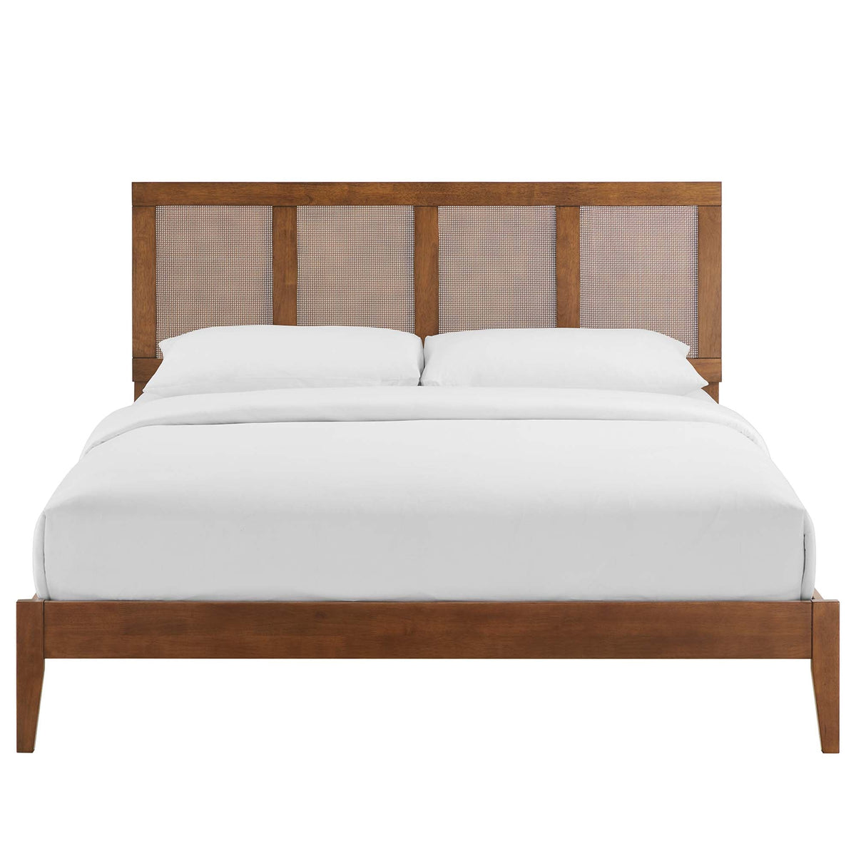 Sirocco rattan and wood platform bed with cane headboard in warm brown finish by Modway on Tampa Home & Garden Store