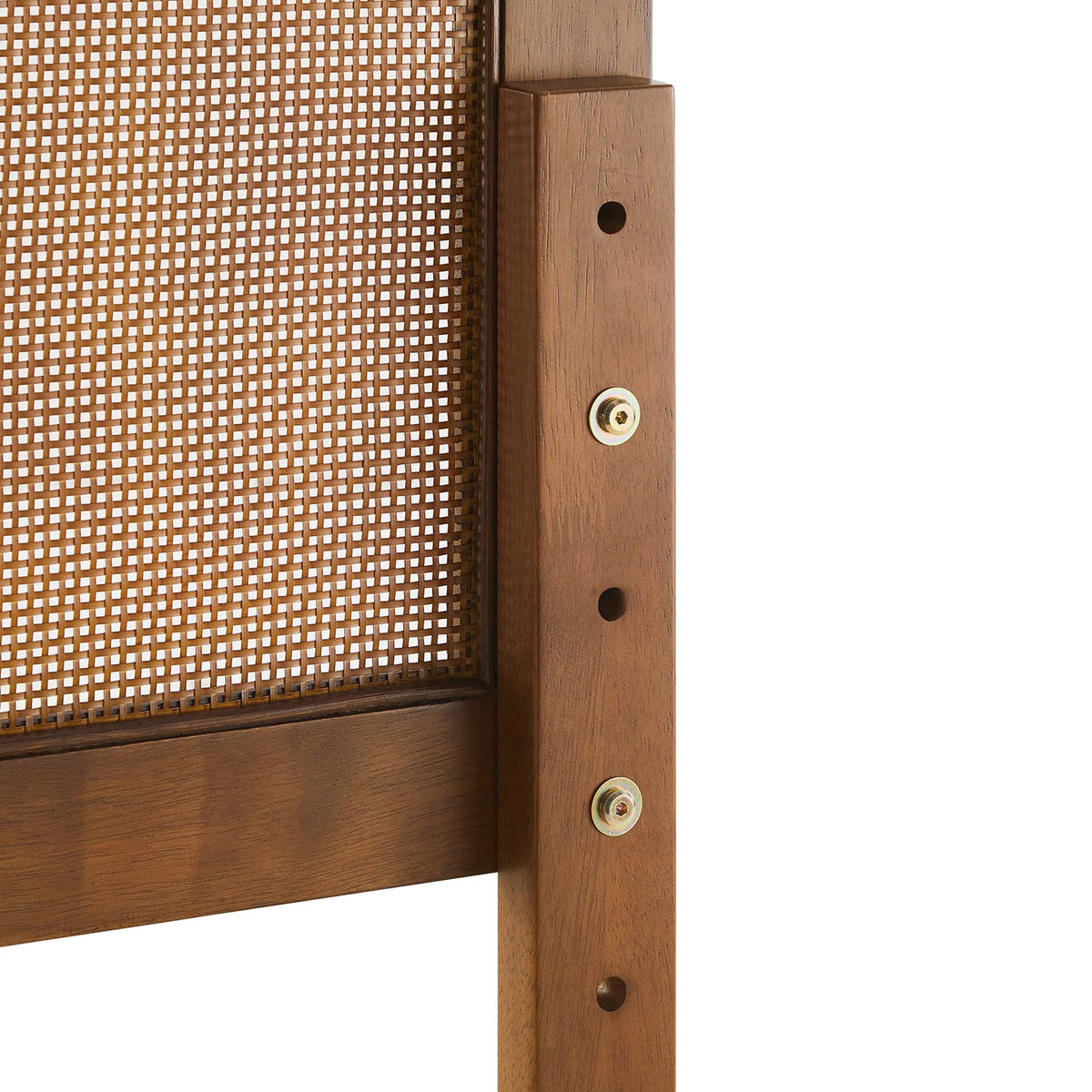 Sirocco Rattan and Wood Platform Bed frame with woven cane panel in warm brown wood finish on Tampa Home & Garden Store