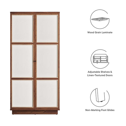 Capri 70in Tall Wood Grain Storage Cabinet by Modway, linen-textured doors on Tampa Home & Garden Store