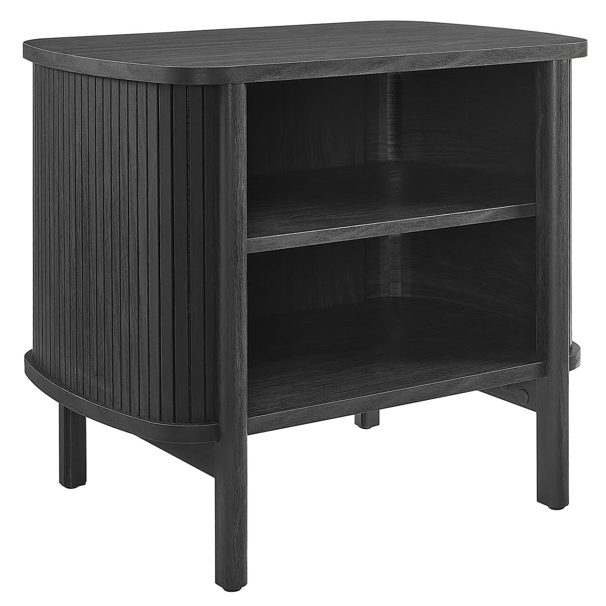 Cadence Open Nightstand by Modway in black wood finish with vertical slat sides and open shelf on Tampa Home & Garden Store
