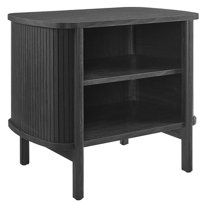 Cadence Open Nightstand by Modway in black wood finish with vertical slat sides and open shelf on Tampa Home & Garden Store