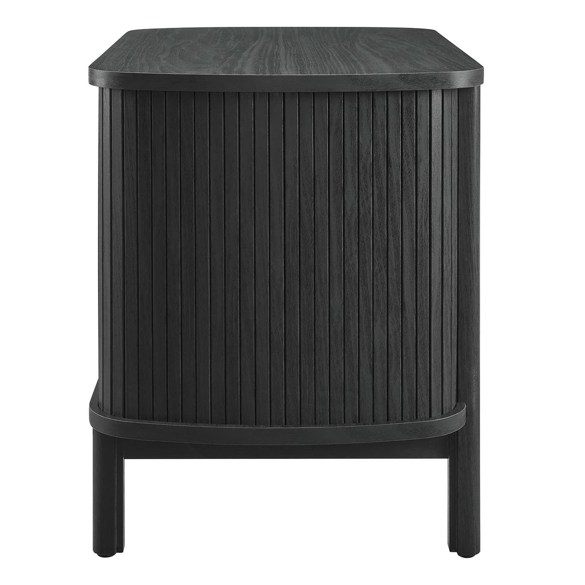 Cadence Open Nightstand by Modway, black wood nightstand with vertical slat panels and rounded top on Tampa Home & Garden Store