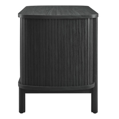 Cadence Open Nightstand by Modway, black wood nightstand with vertical slat panels and rounded top on Tampa Home & Garden Store