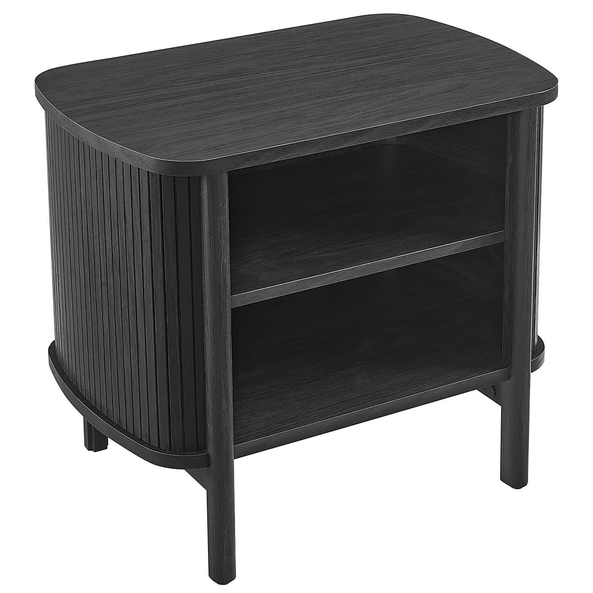 Cadence Open Nightstand by Modway, black wood finish with fluted vertical panels and open shelf on Tampa Home & Garden Store