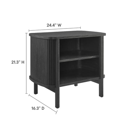 Cadence Open Nightstand by Modway in dark wood with vertical grooves and open shelf 24.4W x 21.3H on Tampa Home & Garden Store