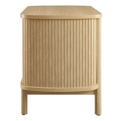 Cadence Open Nightstand by Modway, light oak wood with curved slatted front on Tampa Home & Garden Store