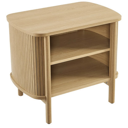 Cadence Open Nightstand by Modway in light oak with slatted curved sides and two open shelves on Tampa Home & Garden Store