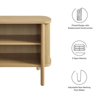 Cadence Open Nightstand, natural rubberwood with fluted design and 2 open shelves on Tampa Home & Garden Store