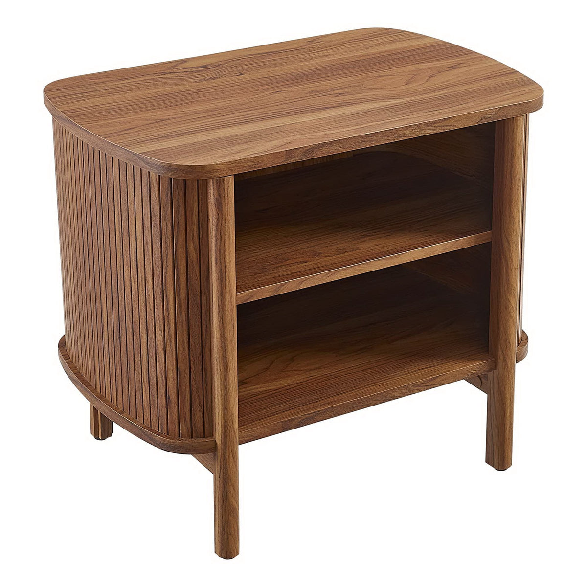 Cadence Open Nightstand, nightstand with rounded top and slat sides, 2 shelves HouseOfZazla on Tampa Home & Garden Store