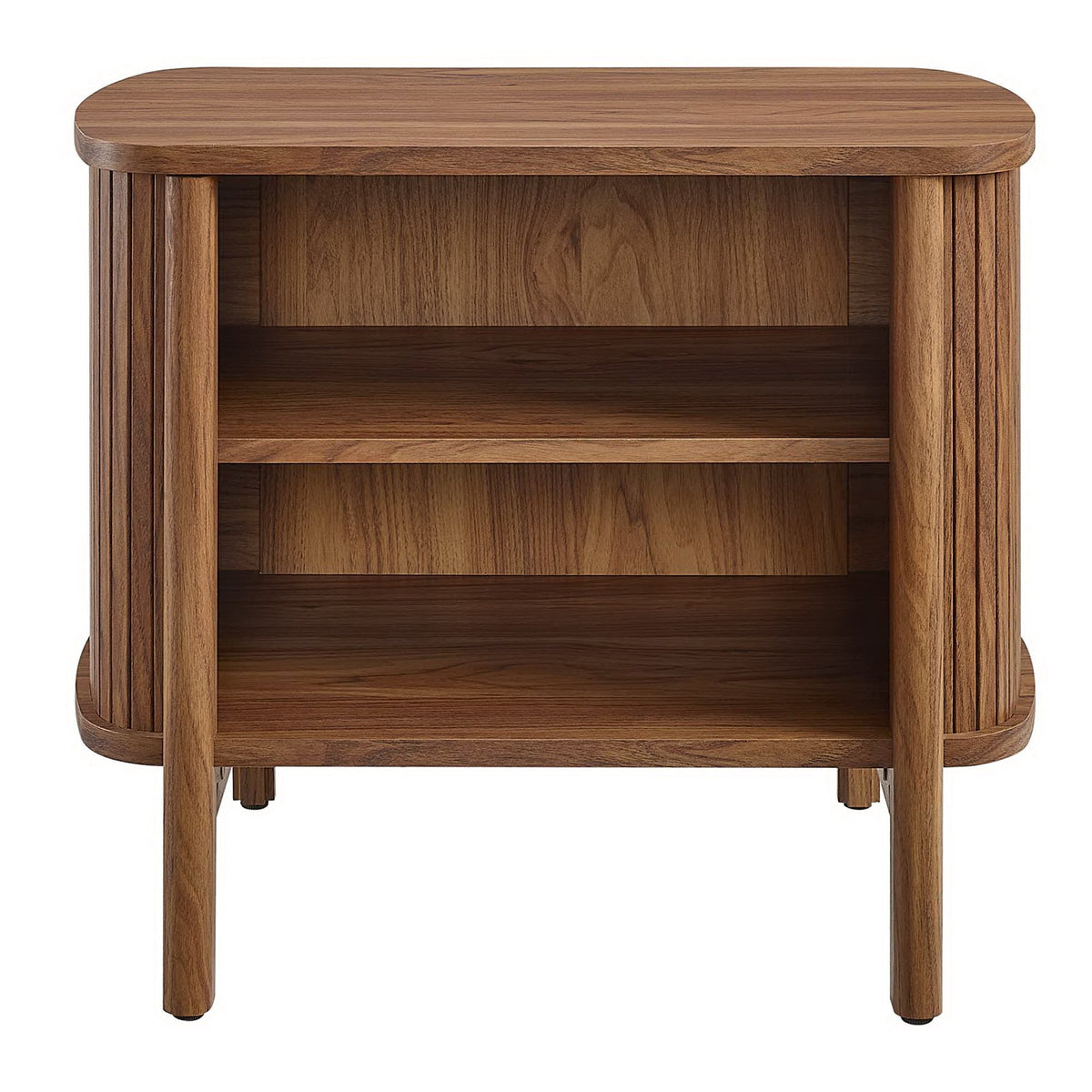 Cadence Open Nightstand in warm walnut wood with rounded top and open shelf by Modway on Tampa Home & Garden Store