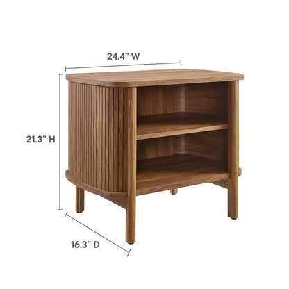 Cadence Open Nightstand by Modway, wood-toned with vertical slat curved sides and two open shelves on Tampa Home & Garden Store