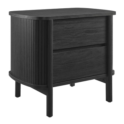Cadence 2-Drawer Nightstand by Modway in black wood finish with grooved sides on Tampa Home & Garden Store