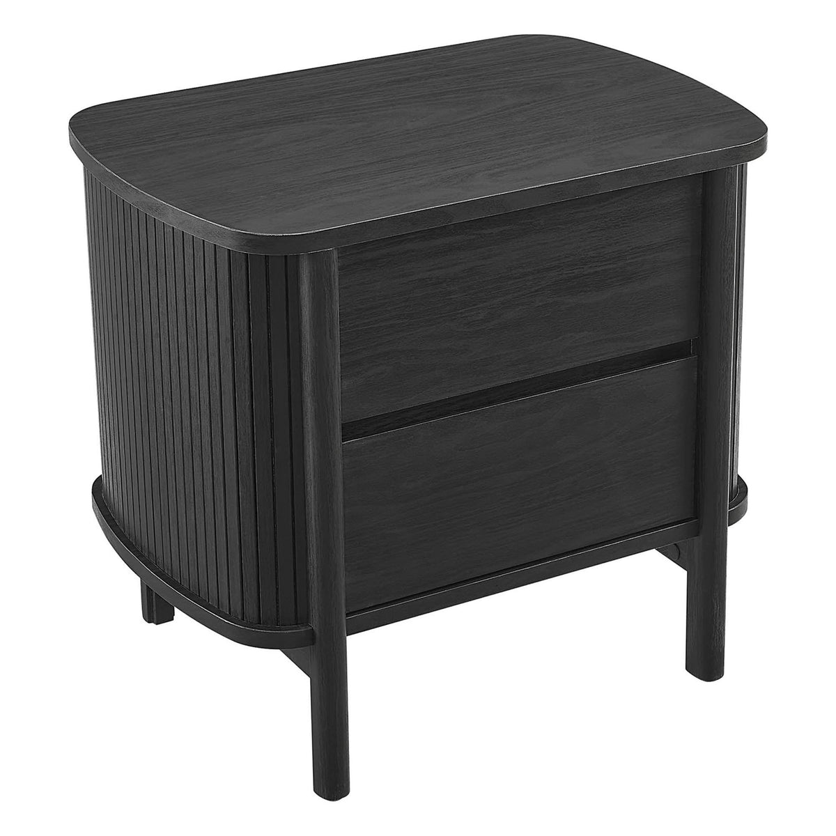 Cadence 2-Drawer Nightstand by Modway, black wood finish with fluted sides on Tampa Home & Garden Store