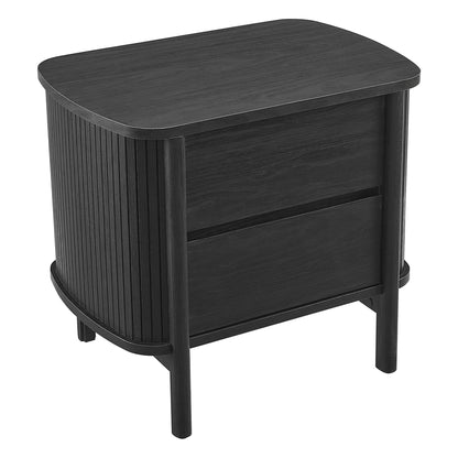 Cadence 2-Drawer Nightstand by Modway, black wood finish with fluted sides on Tampa Home & Garden Store