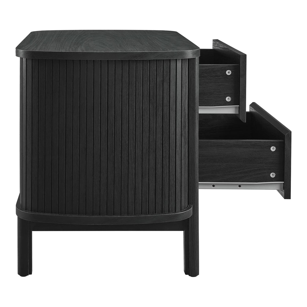 Cadence 2-Drawer Nightstand by Modway in black wood with grooved front and rounded edges on Tampa Home & Garden Store