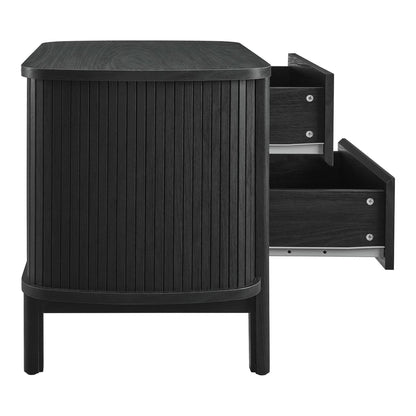 Cadence 2-Drawer Nightstand by Modway in black wood with grooved front and rounded edges on Tampa Home & Garden Store