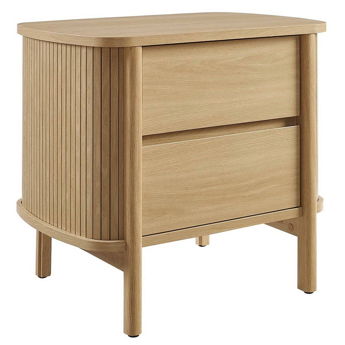 Cadence 2-Drawer Nightstand in natural oak with vertical slat sides and two drawers on Tampa Home & Garden Store