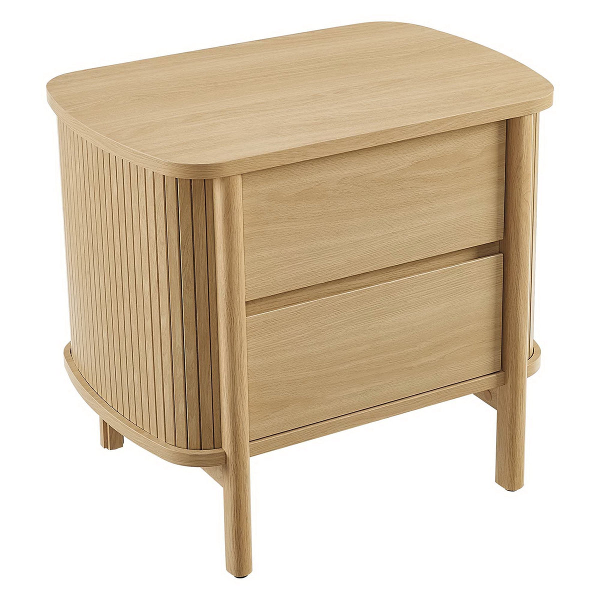 Cadence 2-Drawer Nightstand by Modway, natural oak finish with slatted sides, 2 drawers on Tampa Home & Garden Store