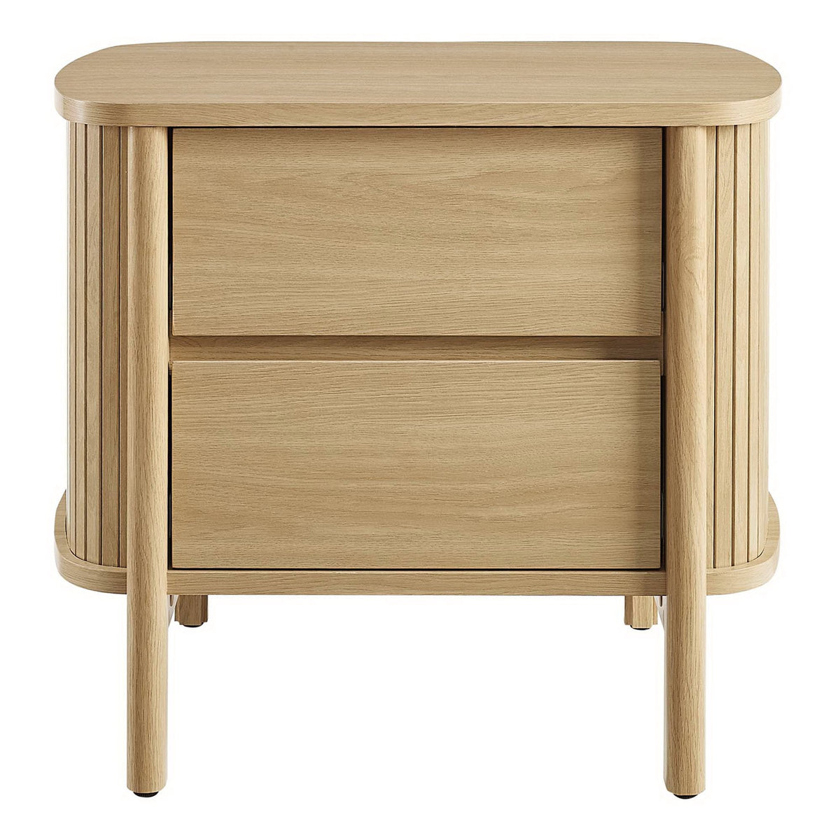 Cadence 2-Drawer Nightstand by Modway in natural wood with slatted sides and rounded edges on Tampa Home & Garden Store