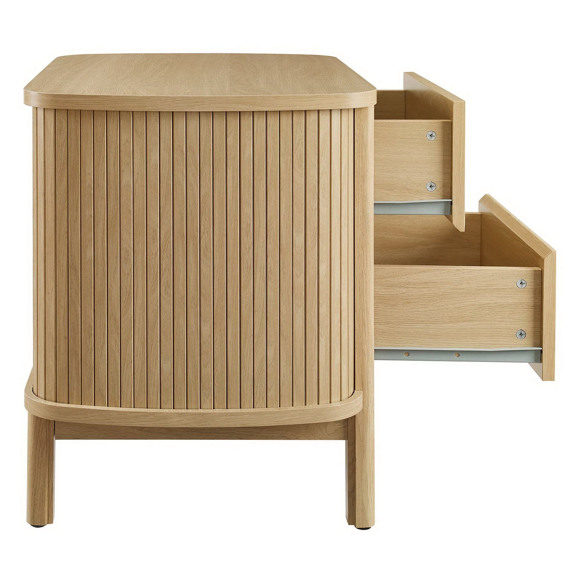 Cadence 2-Drawer Nightstand by Modway, light oak finish with vertical slat front on Tampa Home & Garden Store