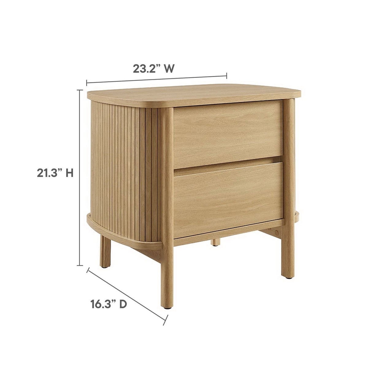 Cadence 2-Drawer Nightstand by Modway in natural oak finish with vertical slat sides on Tampa Home & Garden Store