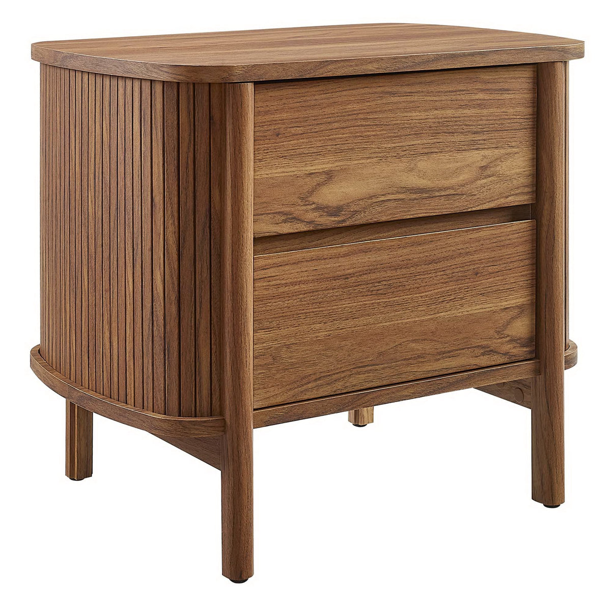 Cadence 2-Drawer Nightstand walnut wood with slat panels and 2 drawers on Tampa Home & Garden Store