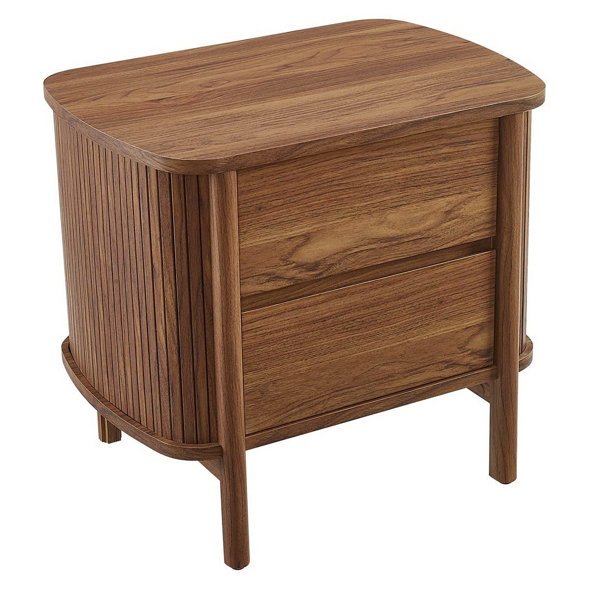 Cadence 2-Drawer Nightstand warm oak finish with curved top and vertical slats by Modway on Tampa Home & Garden Store