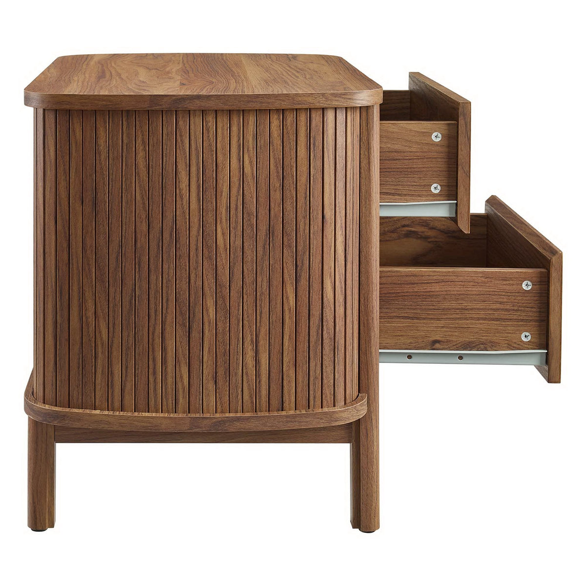 Cadence 2-Drawer Nightstand by Modway in walnut wood with slatted front on Tampa Home & Garden Store