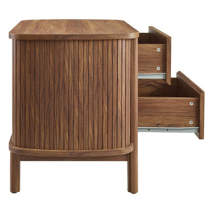 Cadence 2-Drawer Nightstand by Modway in walnut wood with slatted front on Tampa Home & Garden Store
