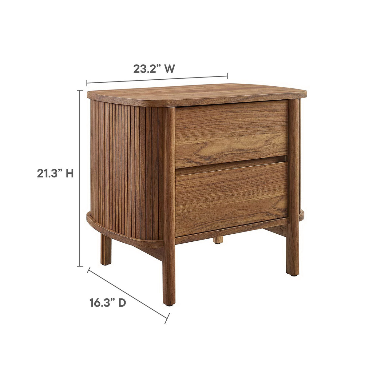 Cadence 2-Drawer Nightstand in oak wood with grooved sides and two drawers by Modway on Tampa Home & Garden Store