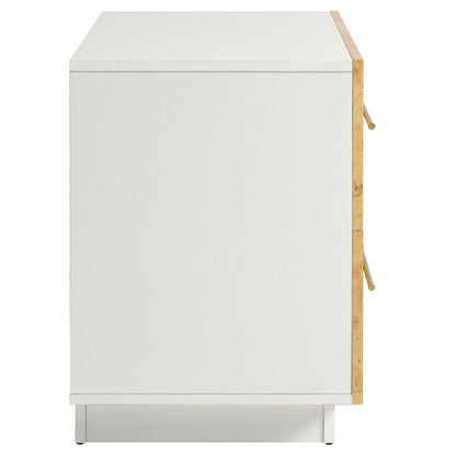 Abel 2-Drawer Burl Wood Nightstand white finish with gold metal edge trim on Tampa Home & Garden Store