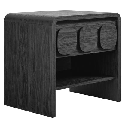 Toscana 1-Drawer Nightstand by Modway in dark wood finish with rounded front panel on Tampa Home & Garden Store