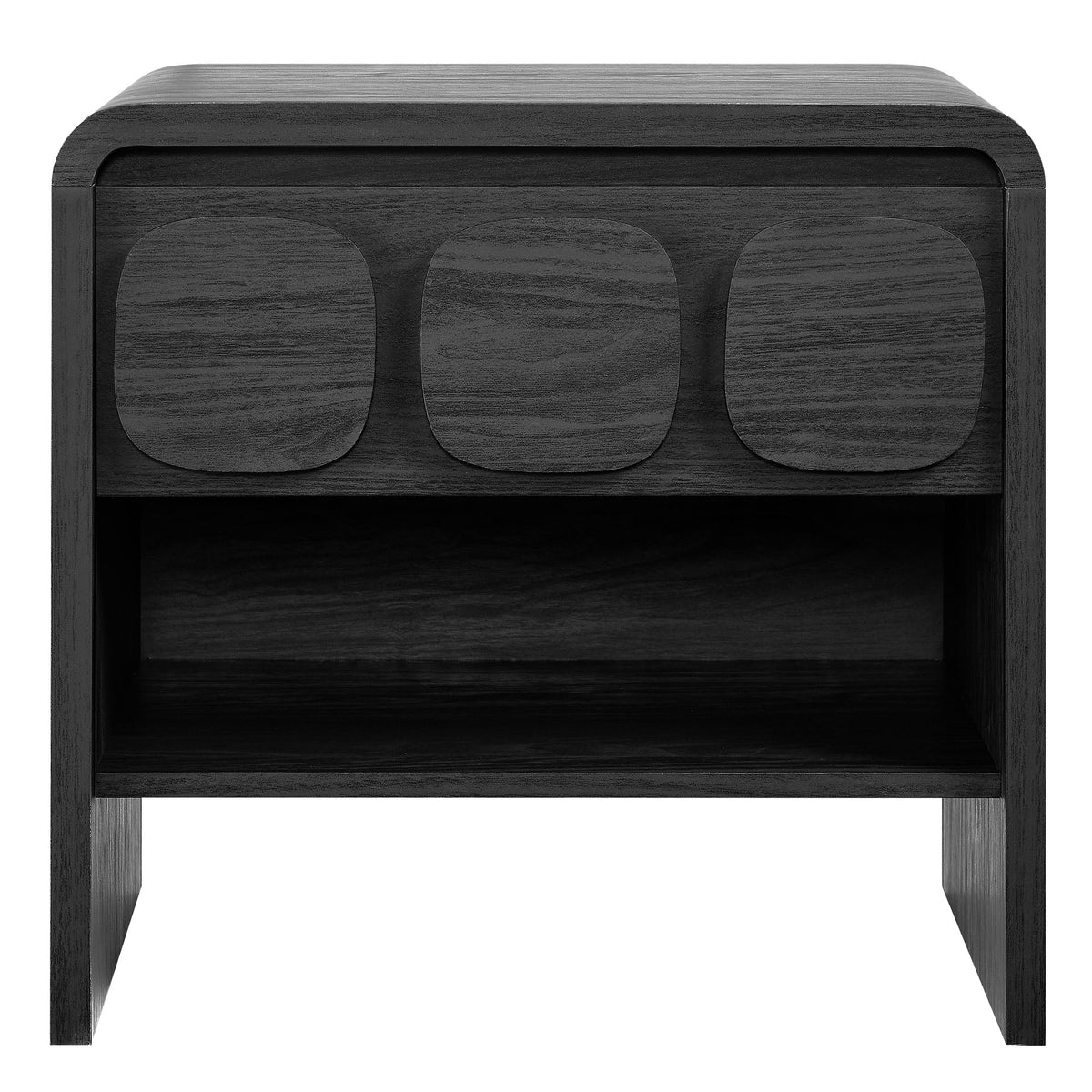 Toscana 1-Drawer Nightstand in dark wood with curved arched front panels by HouseOfZazla on Tampa Home & Garden Store