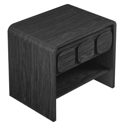 Toscana 1-Drawer Nightstand in dark wood finish with rounded corners and lower shelf by Modway on Tampa Home & Garden Store