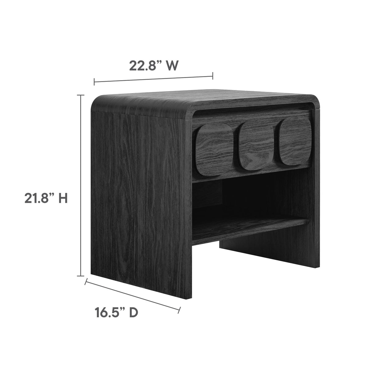 Toscana 1-Drawer Nightstand dark wood grain with rounded top edge by Modway on Tampa Home & Garden Store