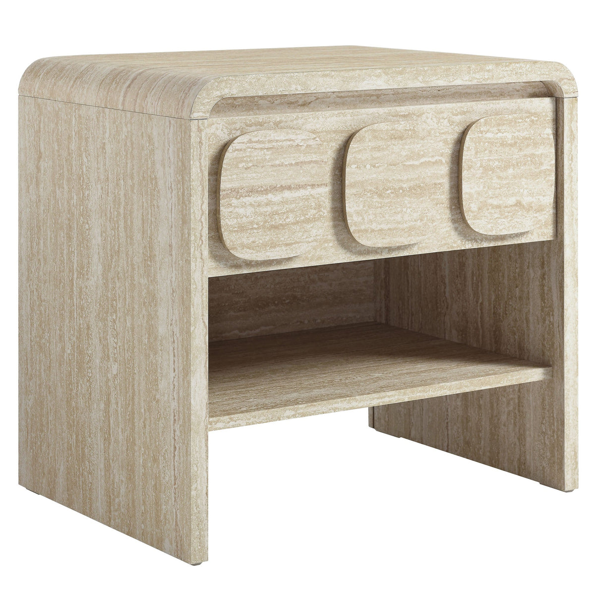 Toscana 1-Drawer Nightstand beige wood finish rounded drawer fronts by HouseOfZazla on Tampa Home & Garden Store
