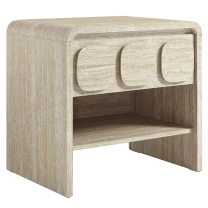 Toscana 1-Drawer Nightstand beige wood finish rounded drawer fronts by HouseOfZazla on Tampa Home & Garden Store