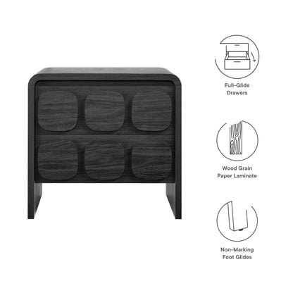 Toscana 2-Drawer Nightstand in dark espresso wood with rounded front panels on Tampa Home & Garden Store
